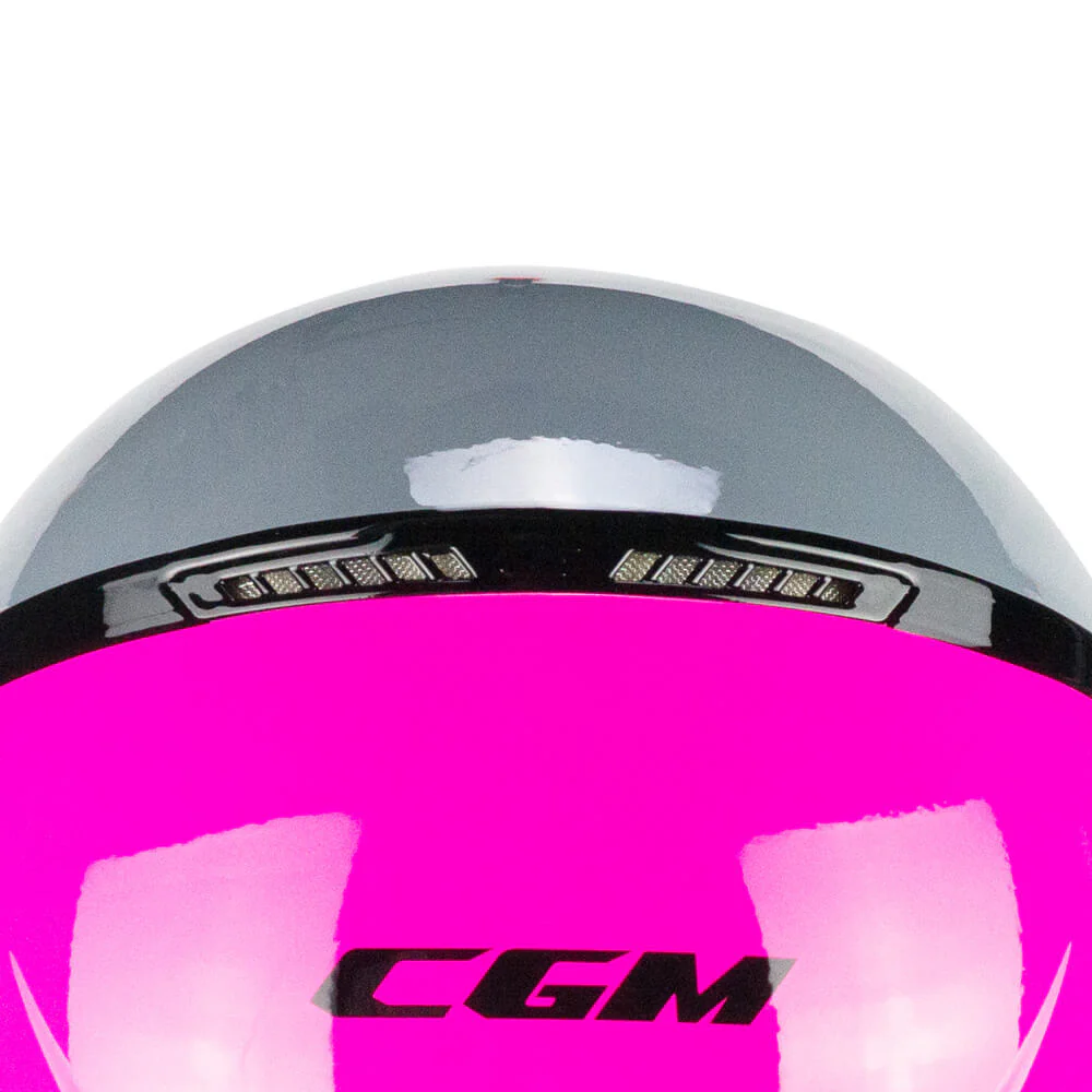 Casco CGM Demi Jet 167R FLO STEP Grigio Fucsia Visiera Lunga ECE 22/06