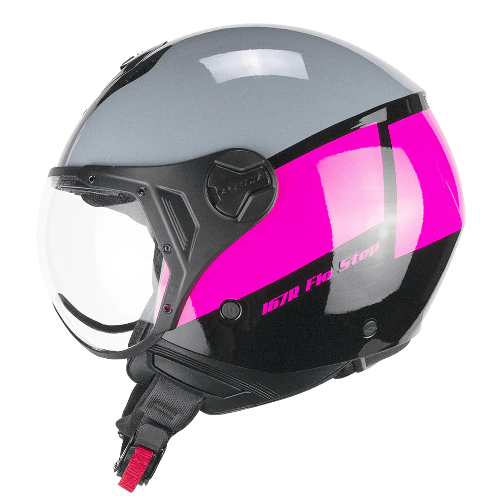 Casco CGM 167A FLO STEP Grigio Fucsia Con Visiera Sagomata ECE 22-06