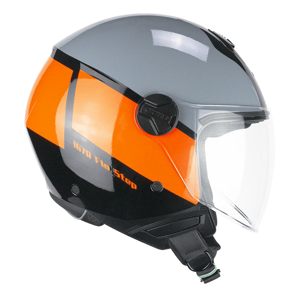Casco CGM Demi Jet 167R FLO STEP Grigio Arancione Visiera Lunga ECE 22/06