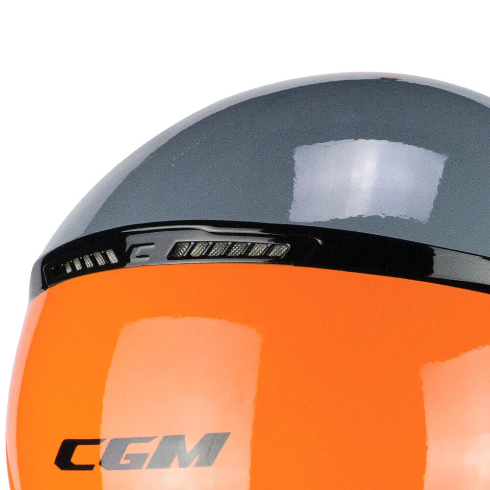 Casco CGM Demi Jet 167R FLO STEP Grigio Arancione Visiera Lunga ECE 22/06