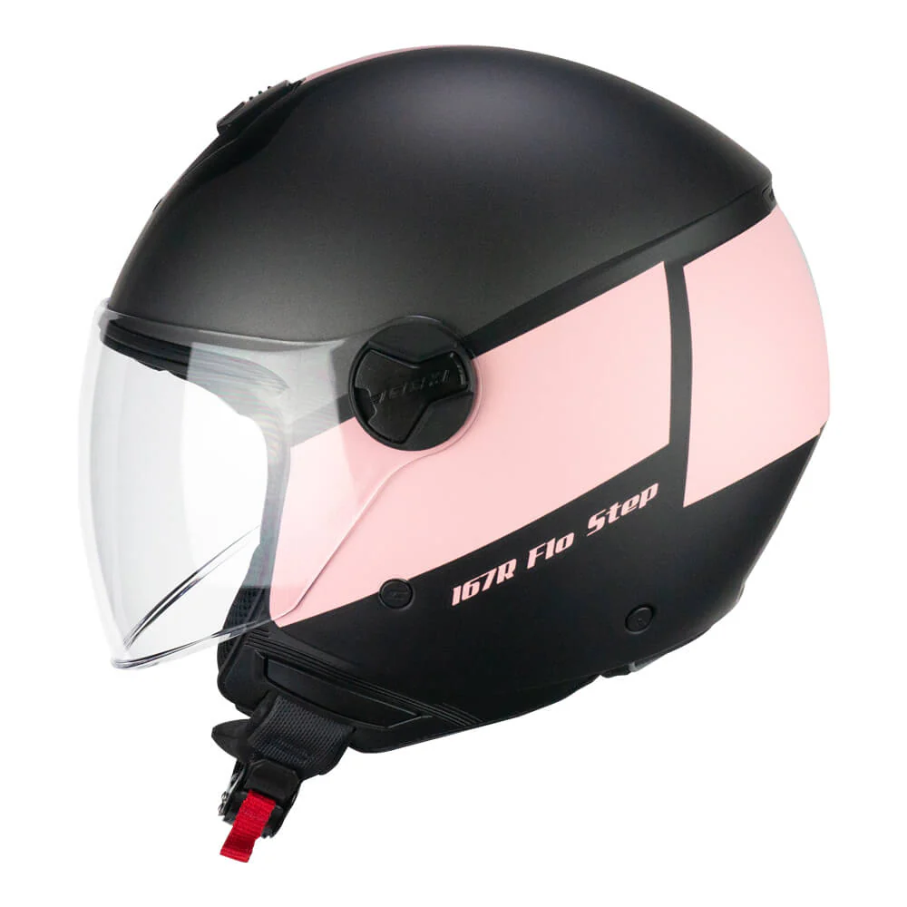 Casco CGM Demi Jet 167R FLO STEP Antracite Rosa Satinato Visiera Lunga ECE 22/06