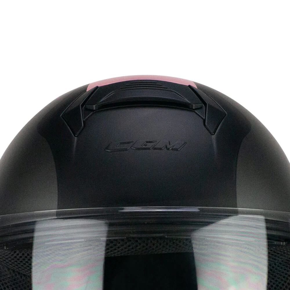 Casco CGM Demi Jet 167R FLO STEP Antracite Rosa Satinato Visiera Lunga ECE 22/06