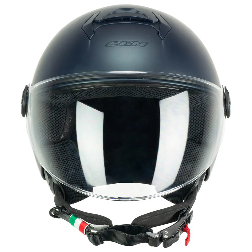 Casco CGM Demi Jet 167R FLO Mono Petrolio Opaco Visiera Lunga ECE 22/06