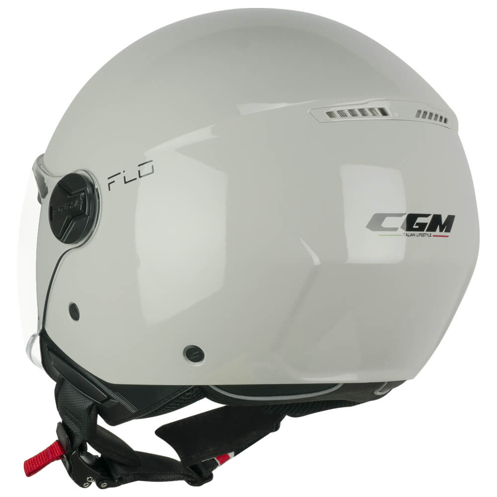 Casco CGM Demi Jet 167R FLO Mono Grigio Bigio Lucido Visiera Lunga ECE 22/06