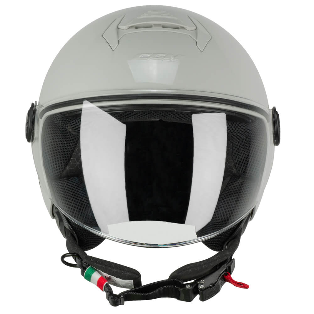 Casco CGM Demi Jet 167R FLO Mono Grigio Bigio Lucido Visiera Lunga ECE 22/06