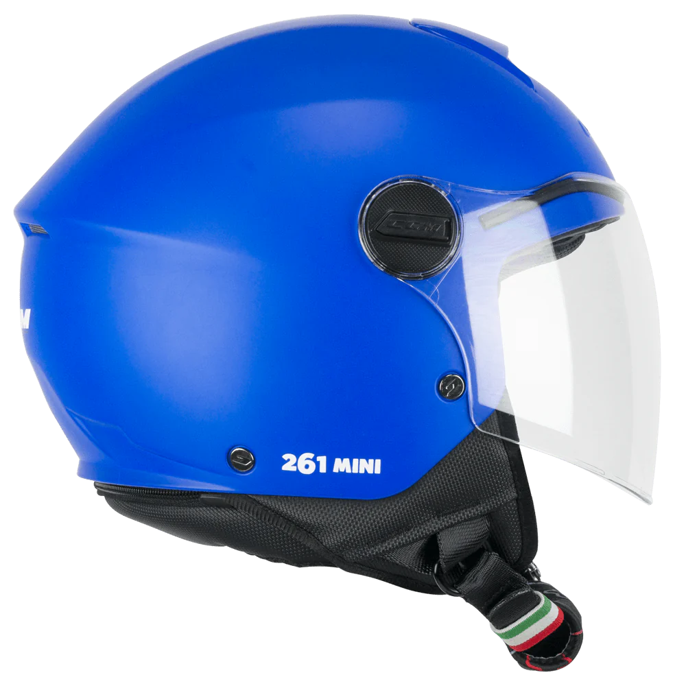Casco CGM Bimbo 261A MINI MONO Azzurro Opaco Con Visiera Lunga ECE 22-06