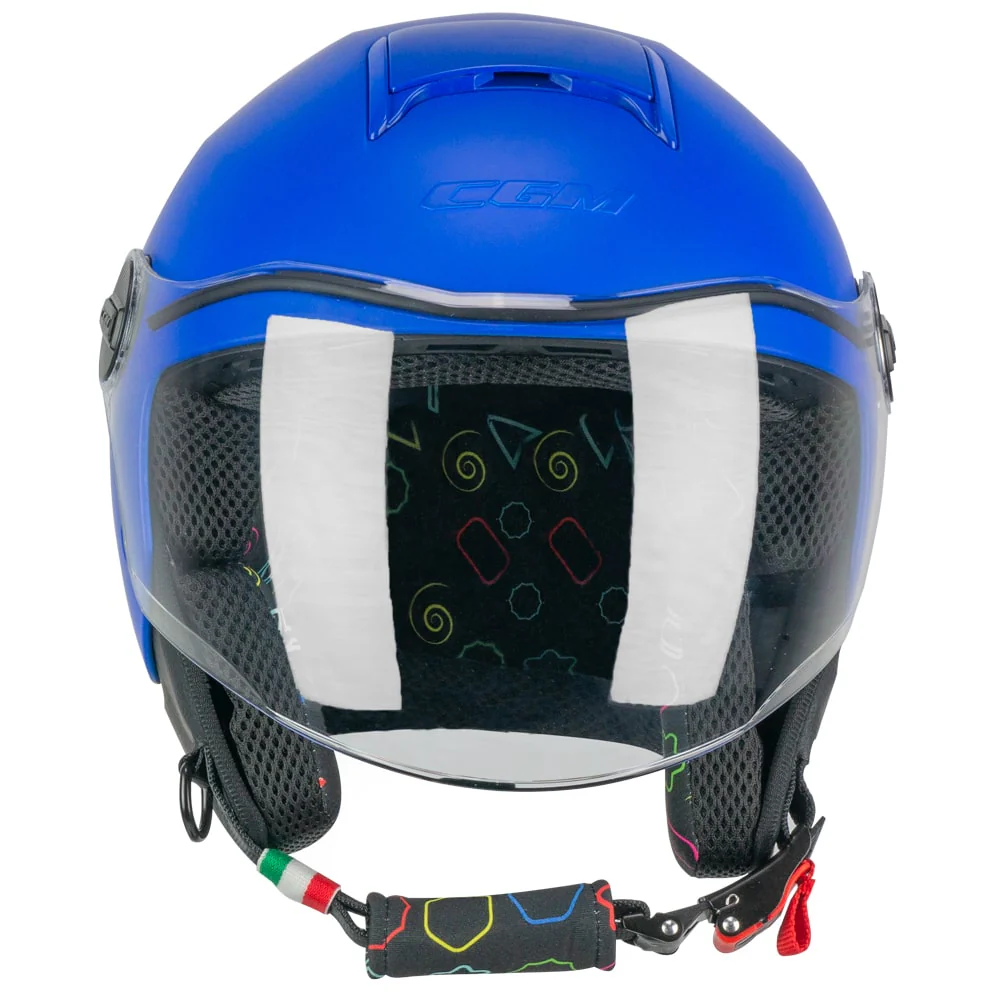 Casco CGM Bimbo 261A MINI MONO Azzurro Opaco Con Visiera Lunga ECE 22-06