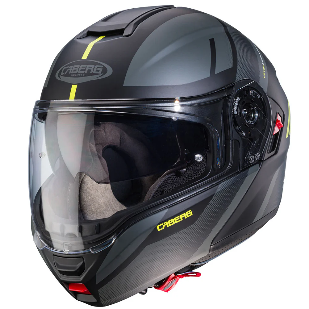 Casco Moto Modulare Caberg LEVO X Manta Nero Opaco Antracite Giallo Fluo