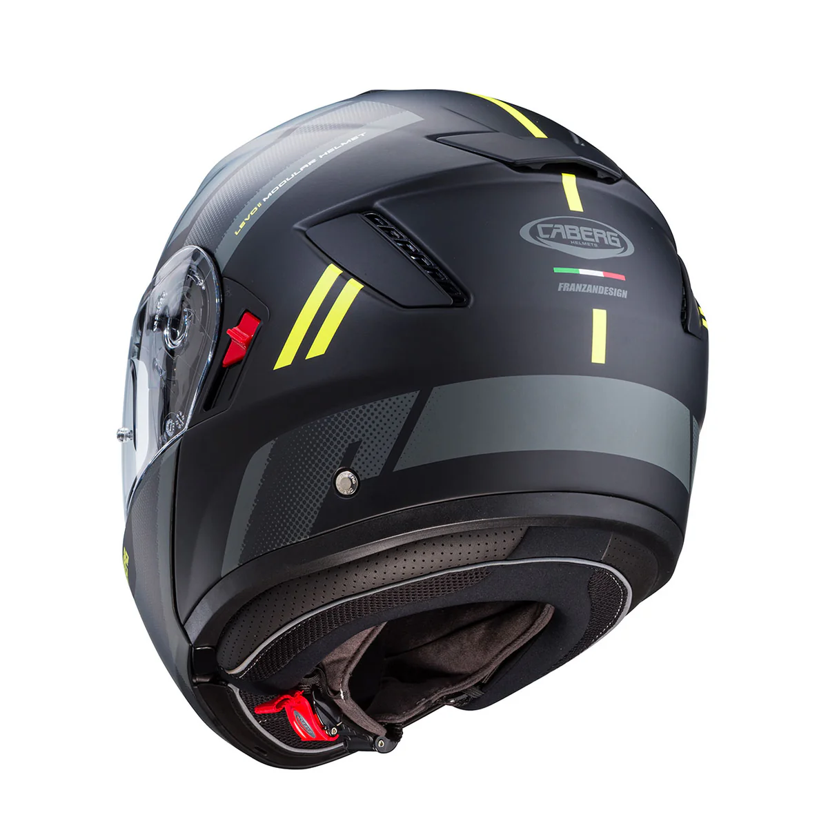 Casco Moto Modulare Caberg LEVO X Manta Nero Opaco Antracite Giallo Fluo
