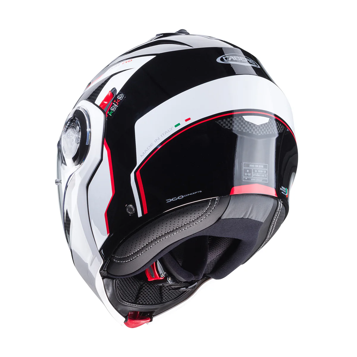 Casco Moto Modulare Caberg Duke Evo Move Nero Bianco Rosso