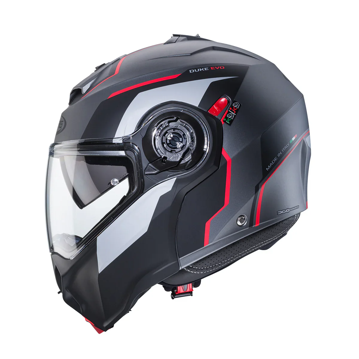 Casco Moto Modulare Caberg Duke Evo Move Grigio Nero Rosso