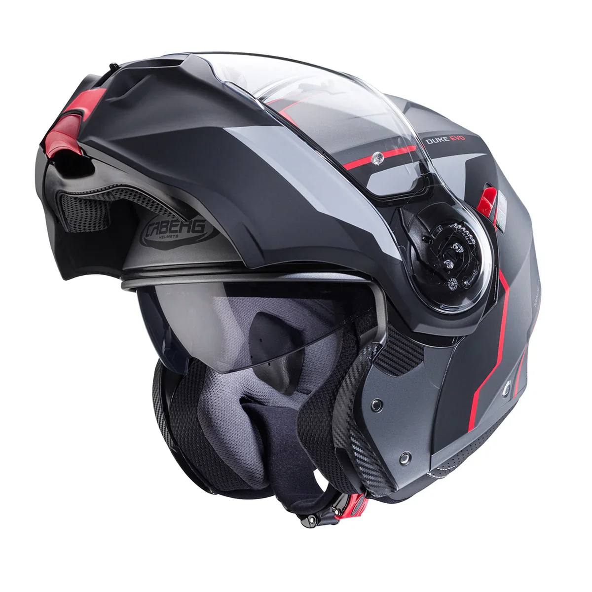 Casco Moto Modulare Caberg Duke Evo Move Grigio Nero Rosso
