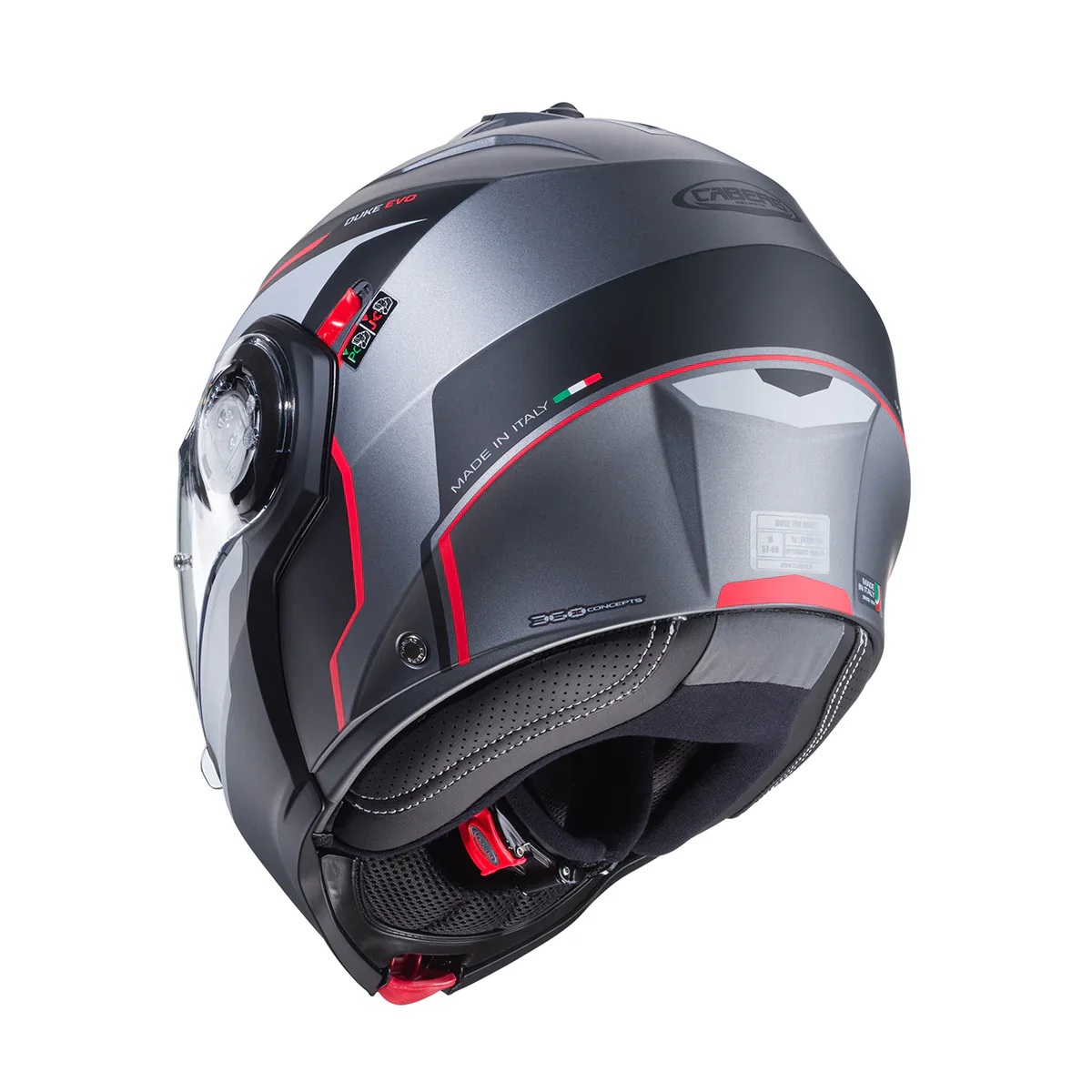Casco Moto Modulare Caberg Duke Evo Move Grigio Nero Rosso