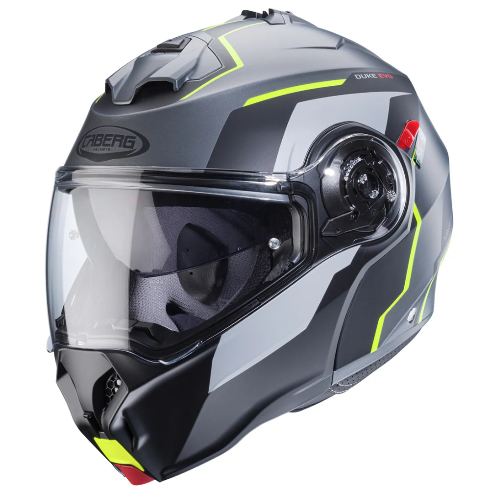Casco Moto Modulare Caberg Duke Evo Move Grigio Nero Giallo Fluo