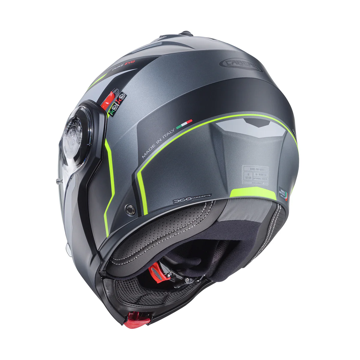 Casco Moto Modulare Caberg Duke Evo Move Grigio Nero Giallo Fluo