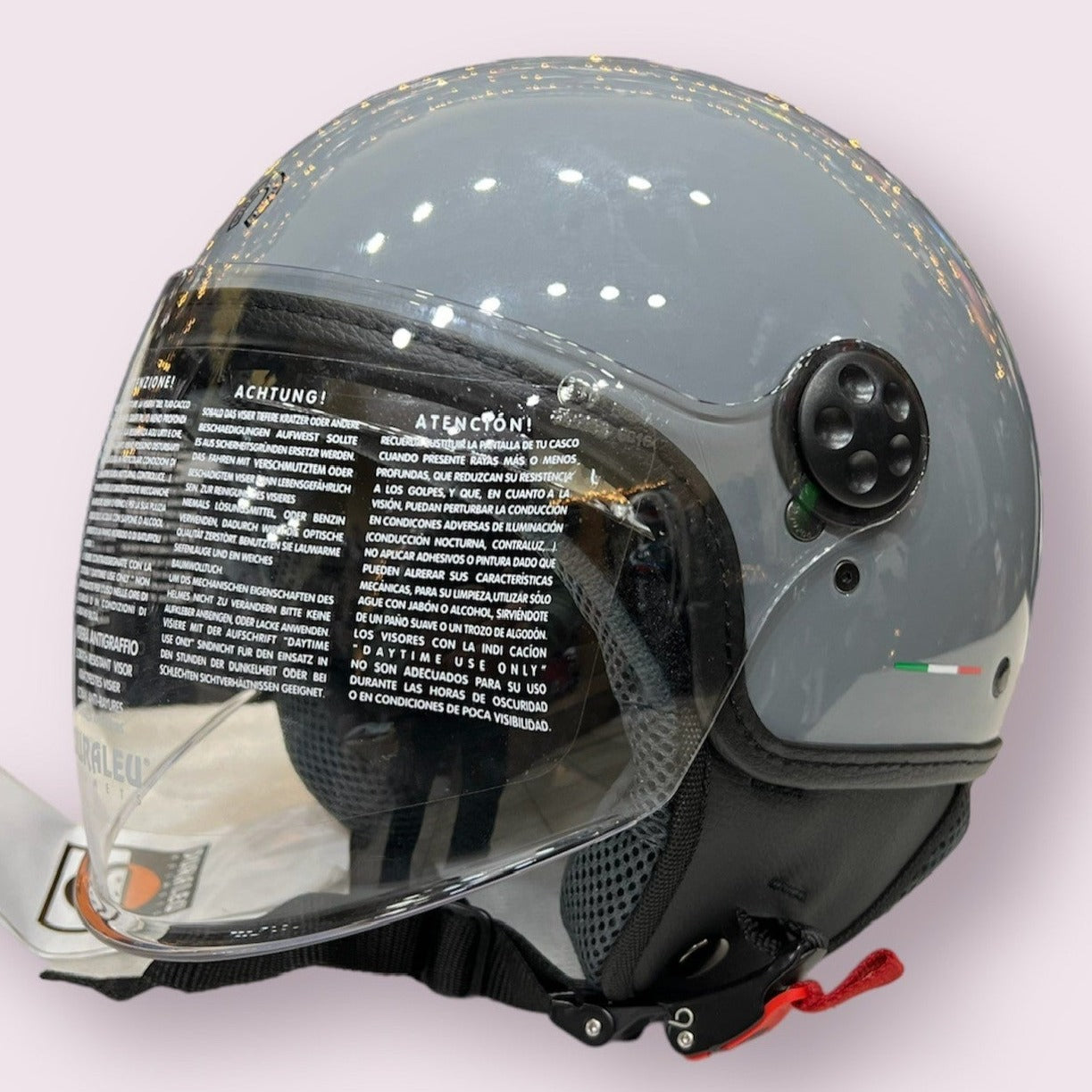 Casco Demi-Jet Duraleu Snello Con Visiera Lunga Ed Occhialino Parasole Grey