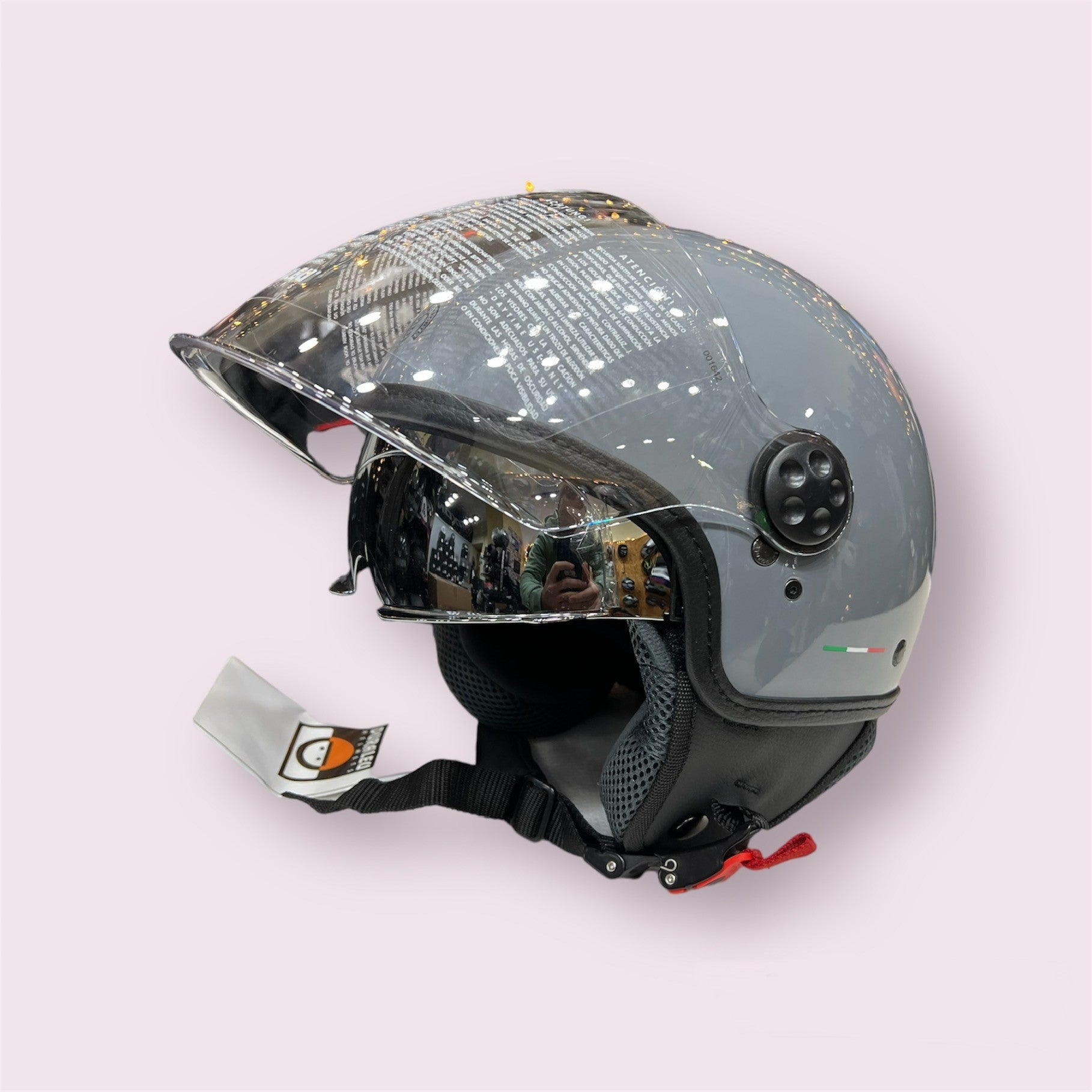 Casco Demi-Jet Duraleu Snello Con Visiera Lunga Ed Occhialino Parasole Grey