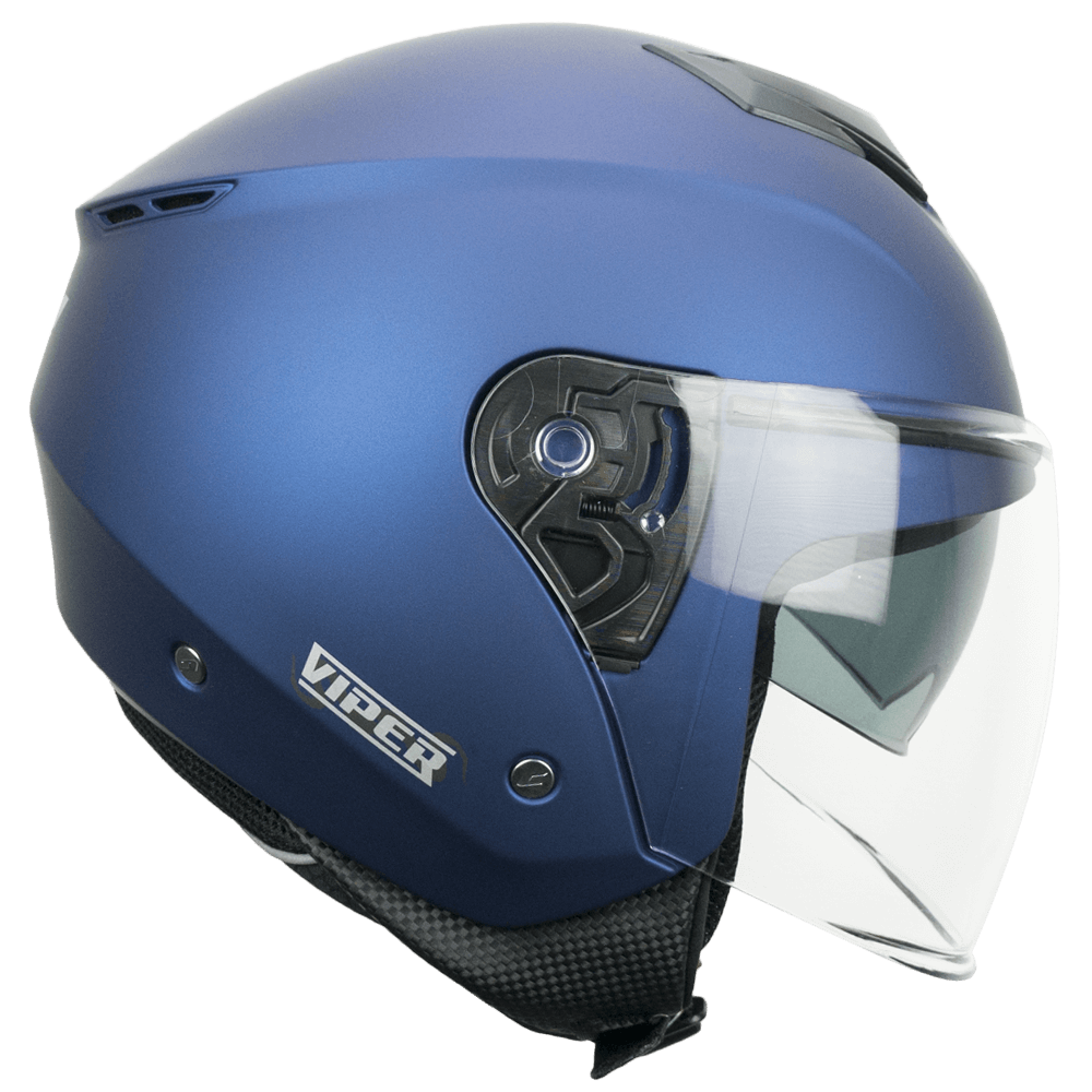 Casco Jet Cgm 125A VIPER MONO Blu Satinato New Visiera Lunga e Parasole (7176819474520)