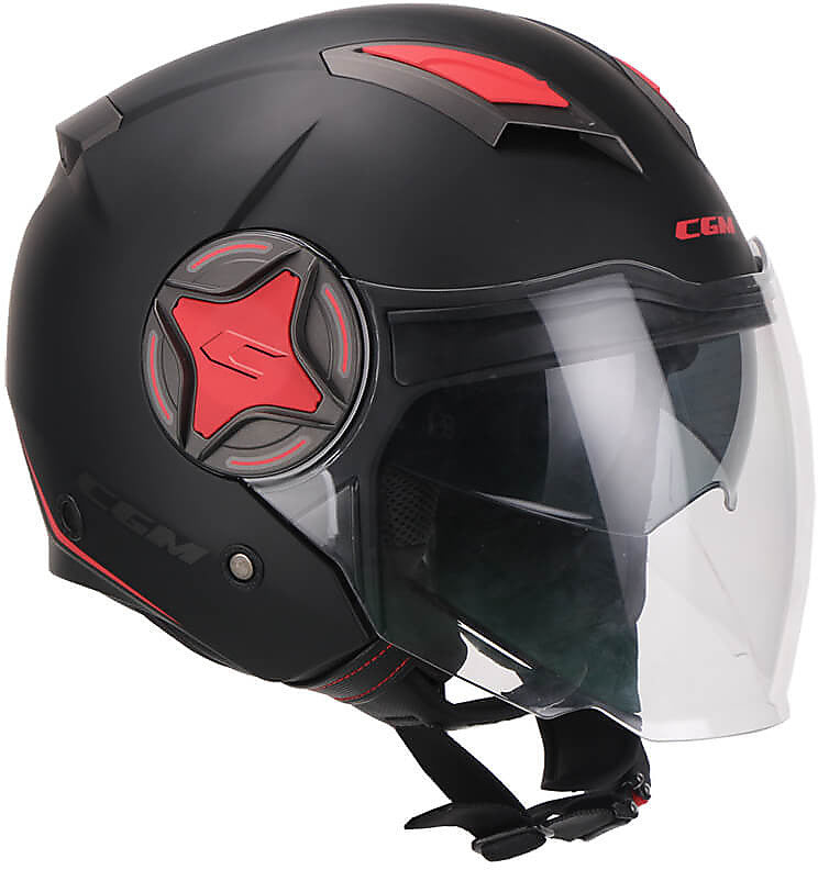 Cgm Jet 129X ILLINOIS SPORT Helmet Black Matt Red