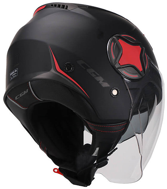 Casco Cgm Jet 129X ILLINOIS SPORT Nero Rosso opaco