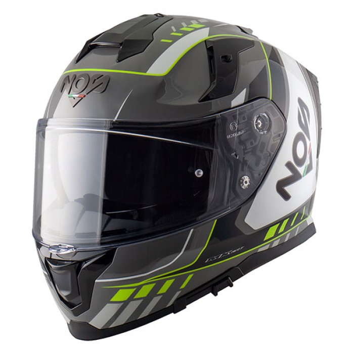 Casco Integrale Nos NS-10 Mig Fluor Yellow Con Occhialino Interno