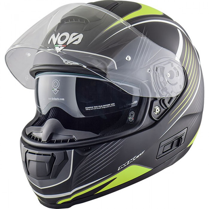 Casco Integrale Nos NS-6 Typhoon Yellow Matt Con Occhialino Interno