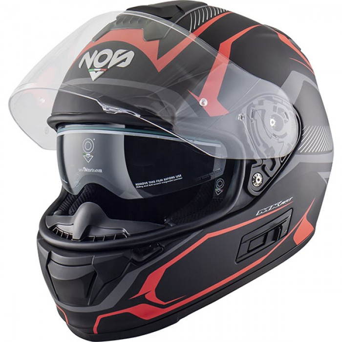 Casco Integrale Nos NS-7F Douglas Fluor Red Matt In Fibra Di Composite