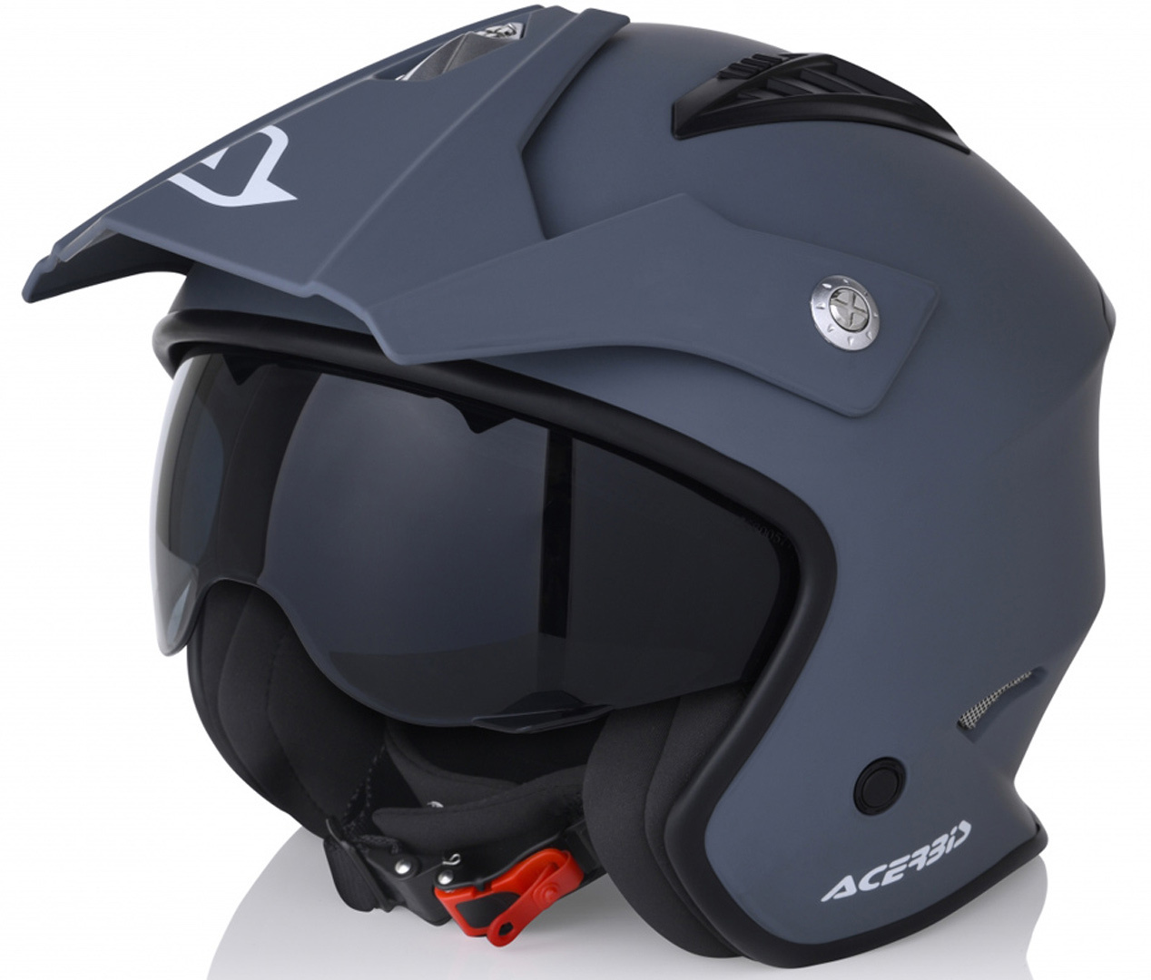 Acerbis Jethelm Aria Grey Opaque Modell mit Sonnenblende und verstellbarem Schirm