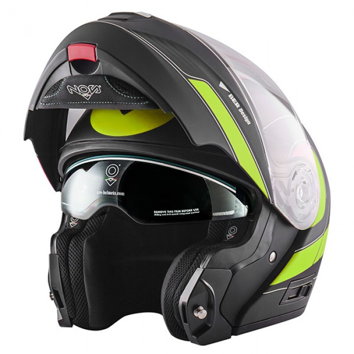 MODULAR HELMET NOS NS-8 GAZE FLUOR YELLOW MATT NEW MODEL PINLOCK INCLUDED
