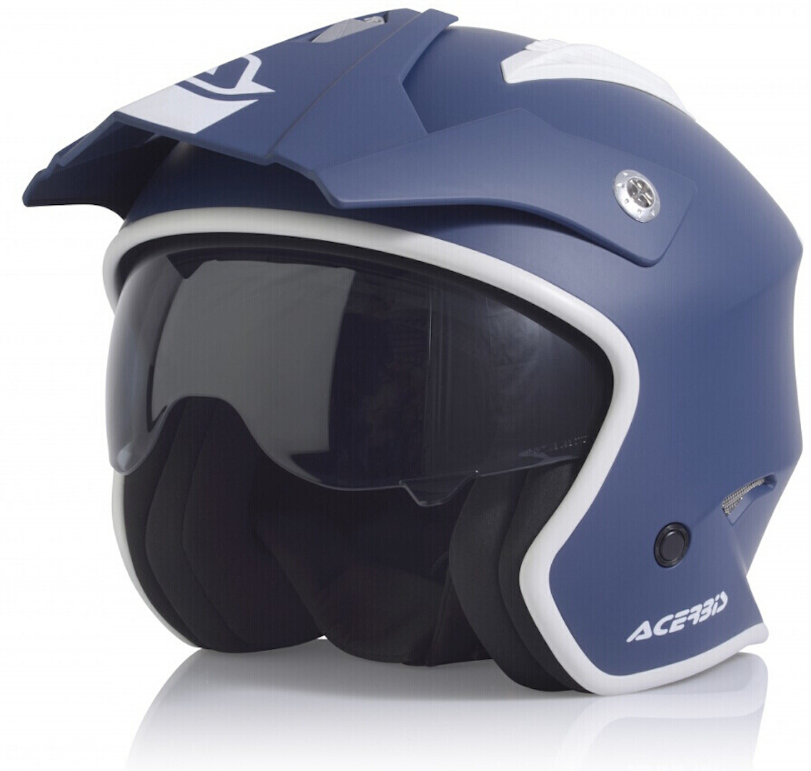 Acerbis Jet Helmet Aria Blue Opaque Model With Sun Visor And Adjustable Peak