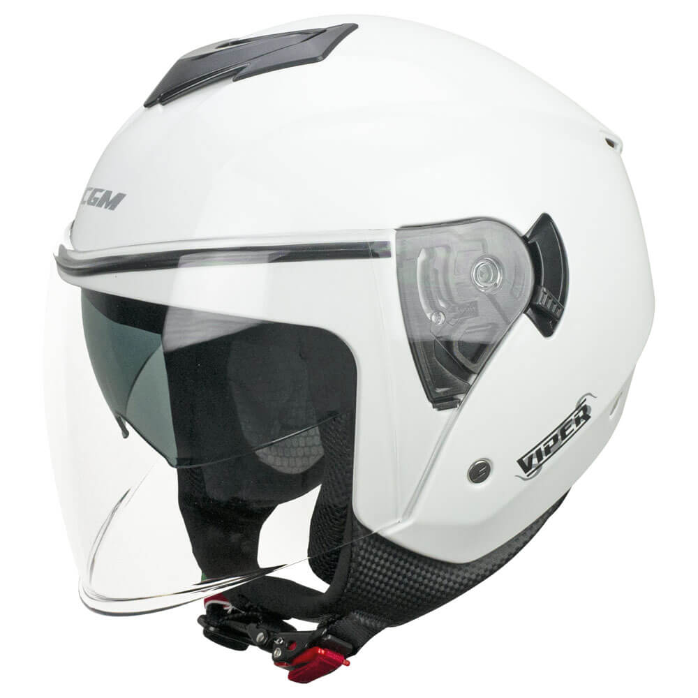 Casco Jet Cgm 125A VIPER MONO Bianco Lucido New Visiera Lunga e Parasole