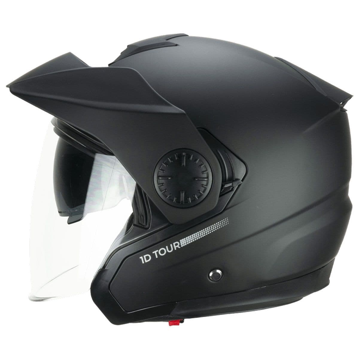 Casco Ska-P Jet 1DH Tour Mono Nero Opaco ECE22-06 Con Visiera Lunga ed Occhialino Parasole