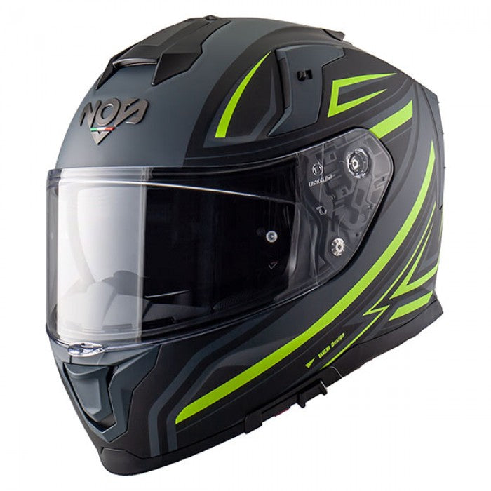 Casco Integrale Nos NS-10 Fastback Fluor Yellow Matt Con Occhialino Interno (7176820228184)