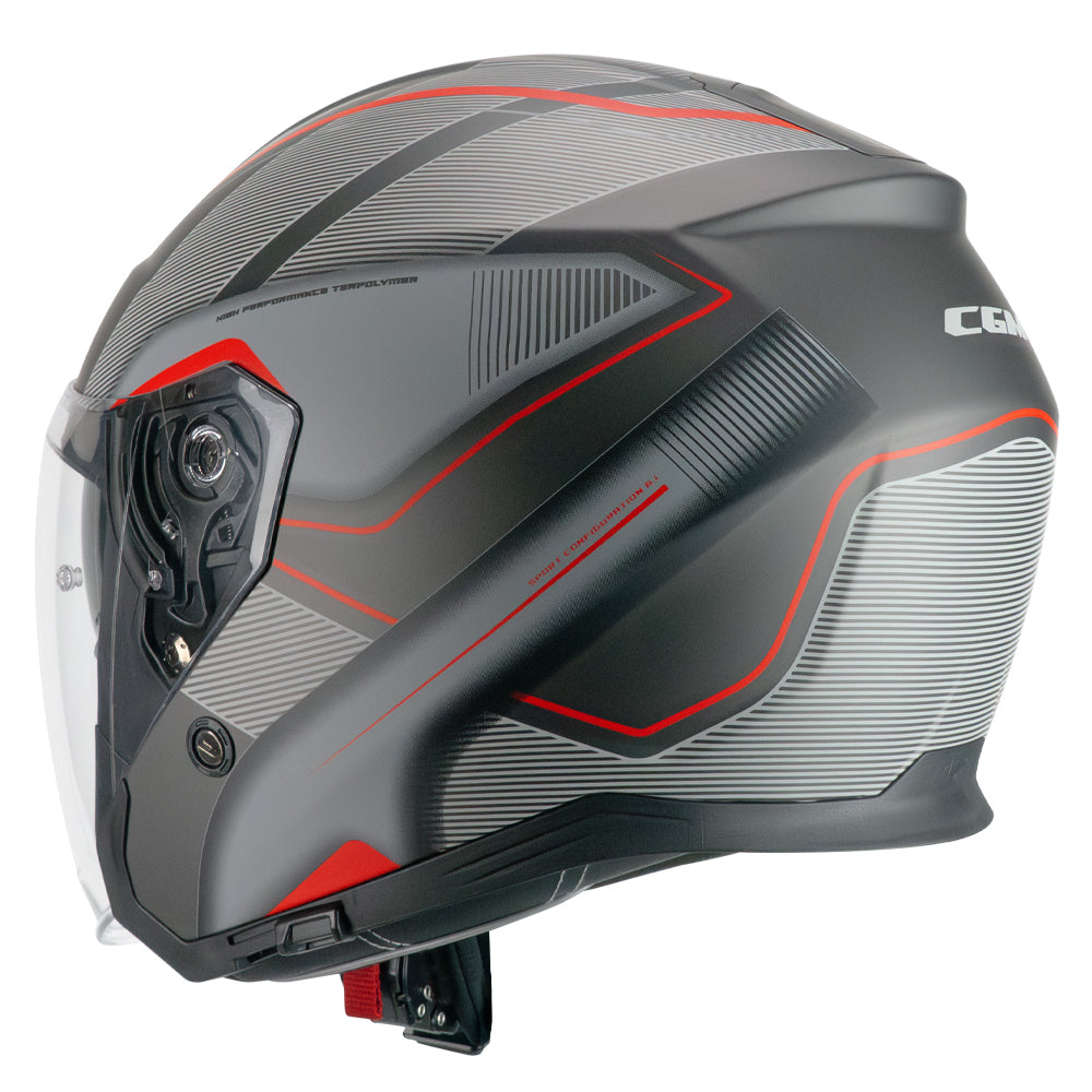 Casco Moto Jet CGM 136G RNA SPORT Grigio Rosso Opaco