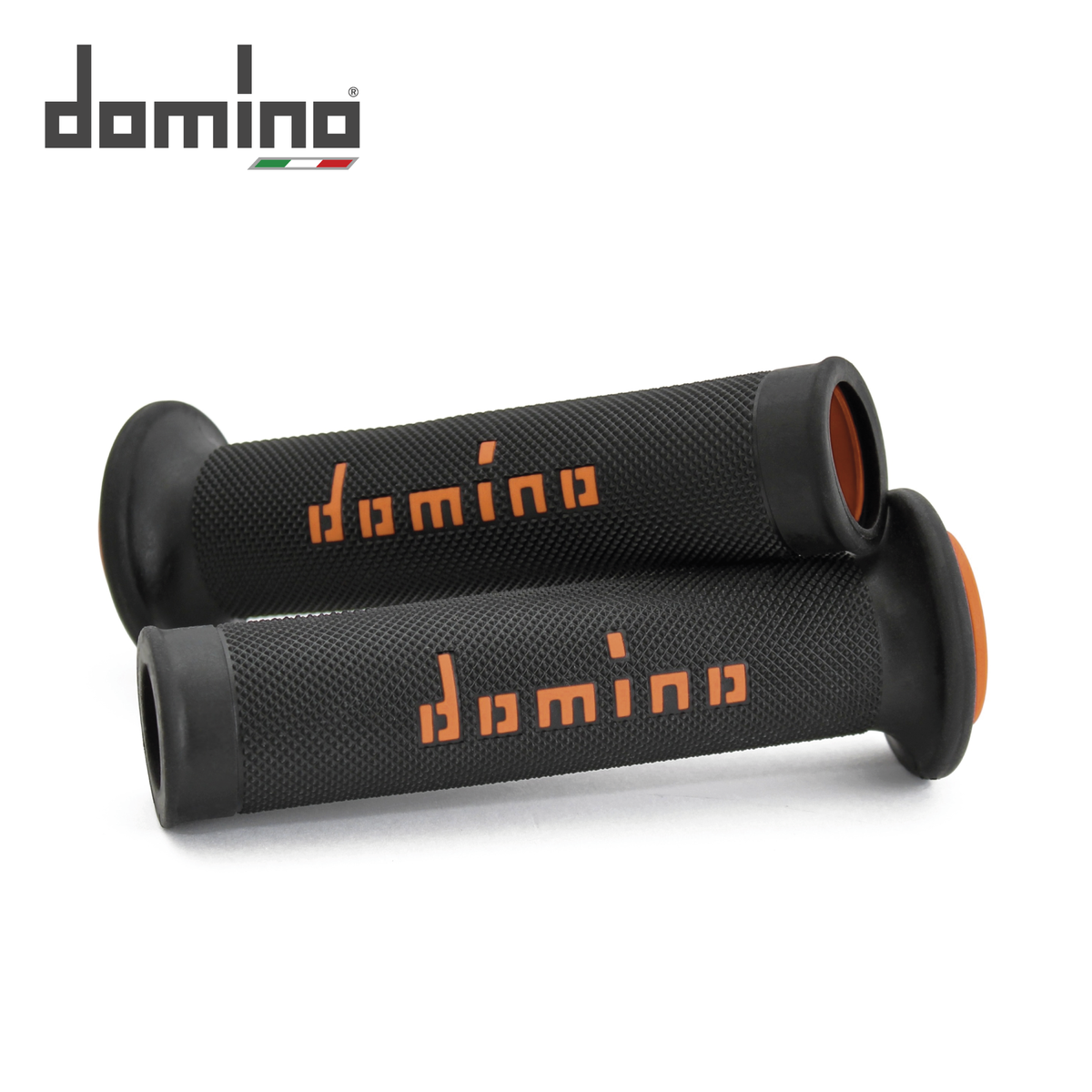 Coppia Manopole Domino A010 Road Racing Nero/Arancio