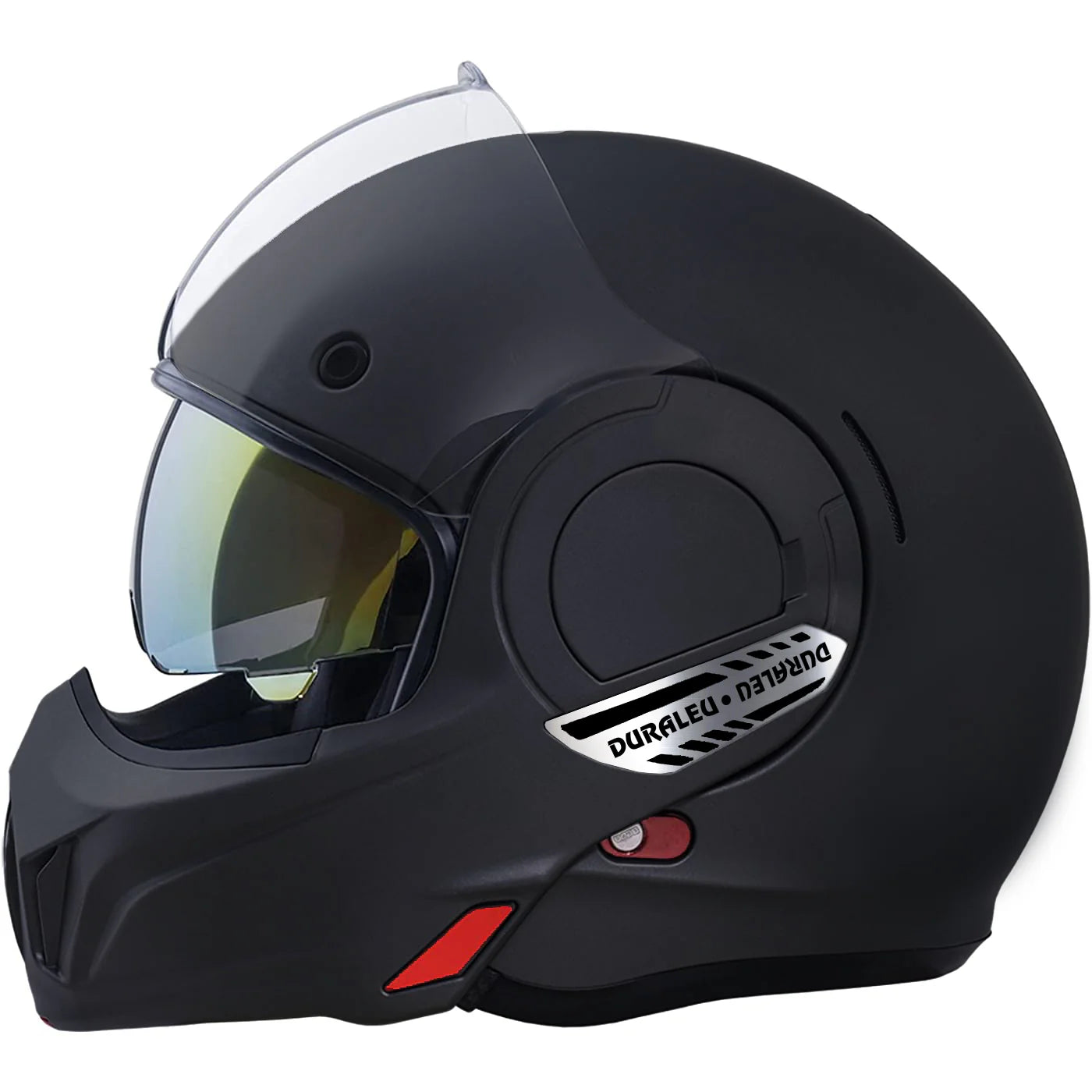 Casco Jet Moto  Duraleu Cabrio Nero Opaco Con Mentoniera Ribaltabile