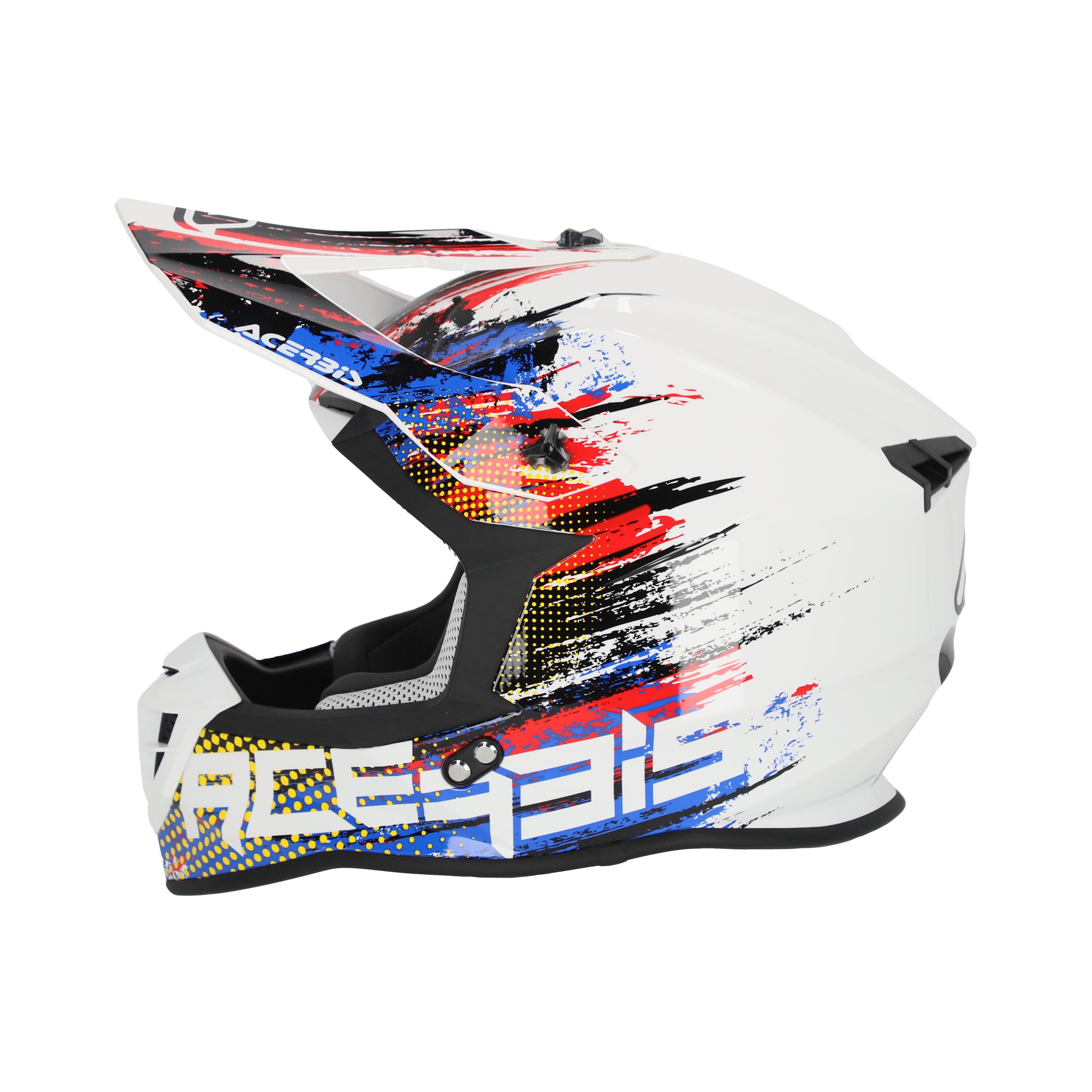 Casco Motocross Acerbis Linear Graphic Bianco Blu Rosso