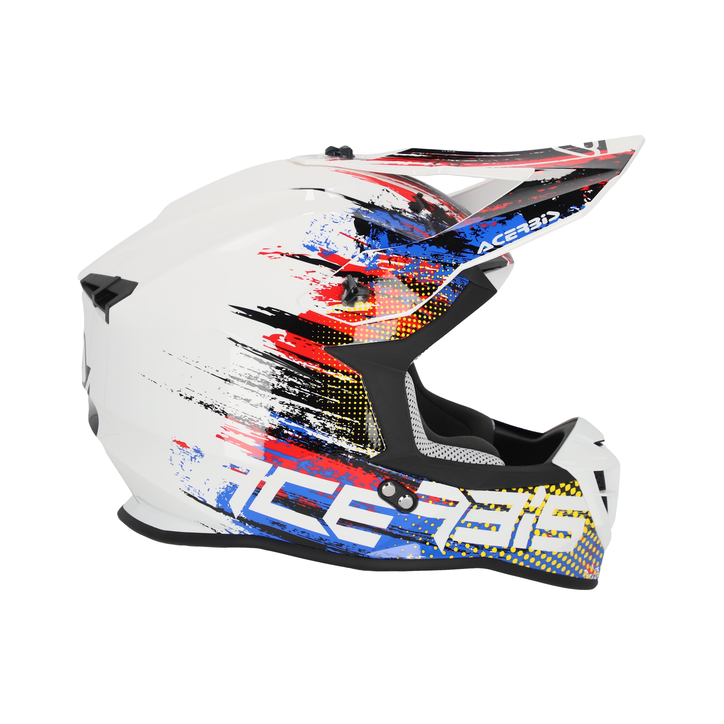 Casco Motocross Acerbis Linear Graphic Bianco Blu Rosso