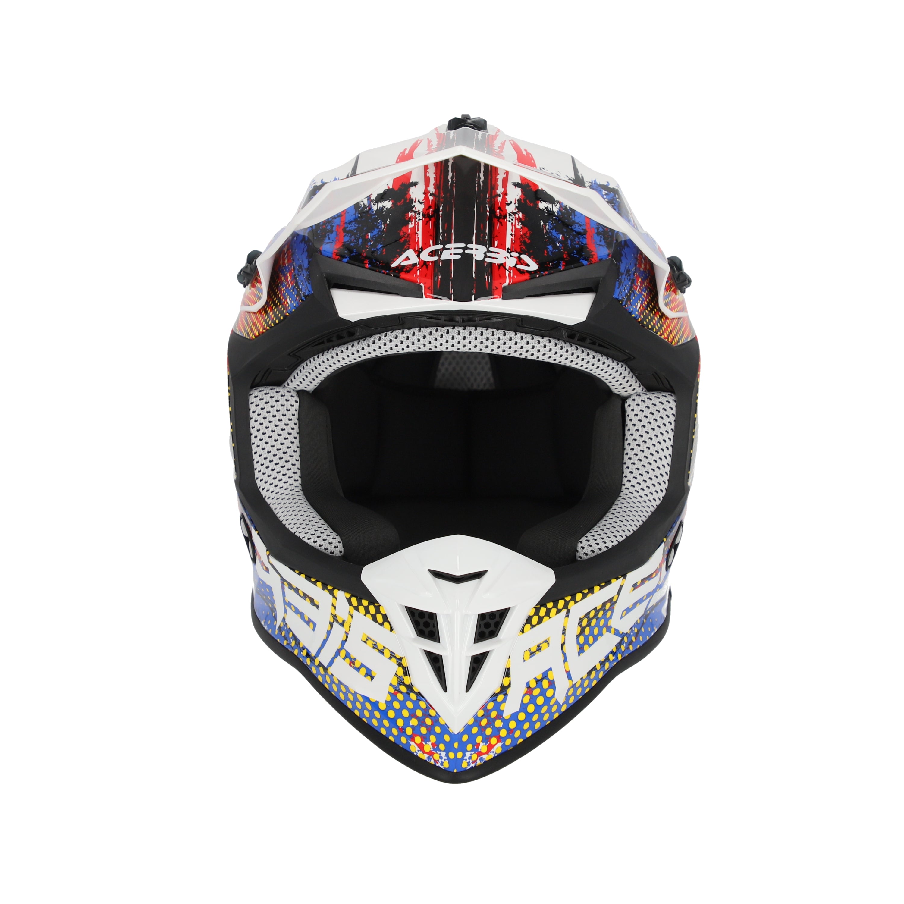 Casco Motocross Acerbis Linear Graphic Bianco Blu Rosso