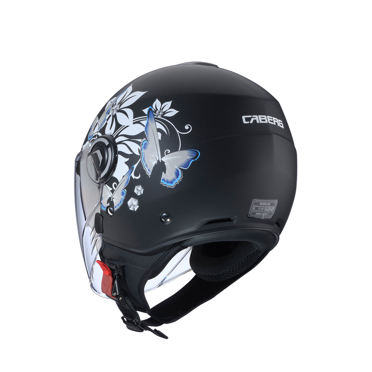 Casco Moto Jet Caberg Riviera V4 X MIA Nero Opaco Bianco Grigio Azzurro