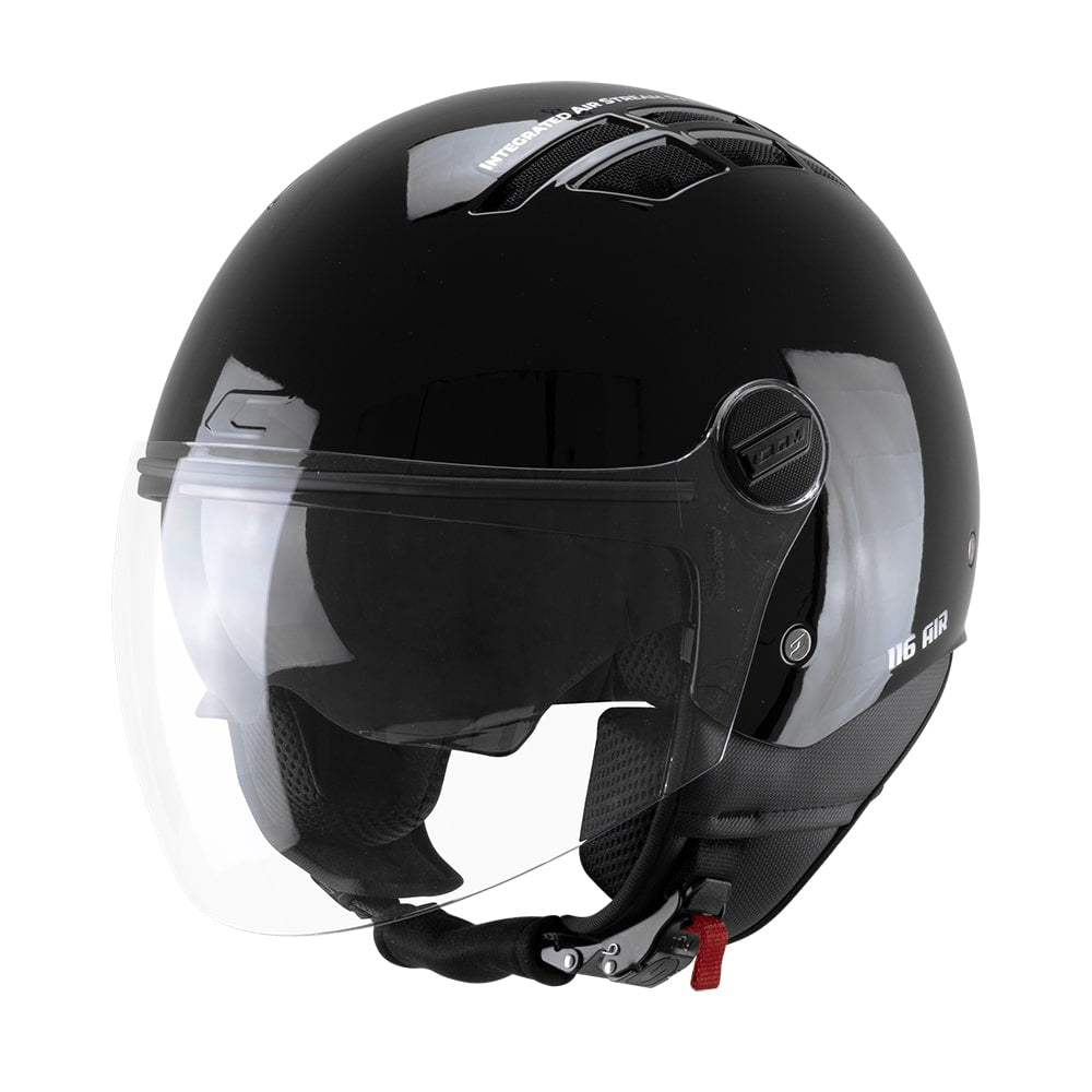 Casco Jet CGM AIR Mono Nero Lucido Visiera E Parasole ECE 22-06