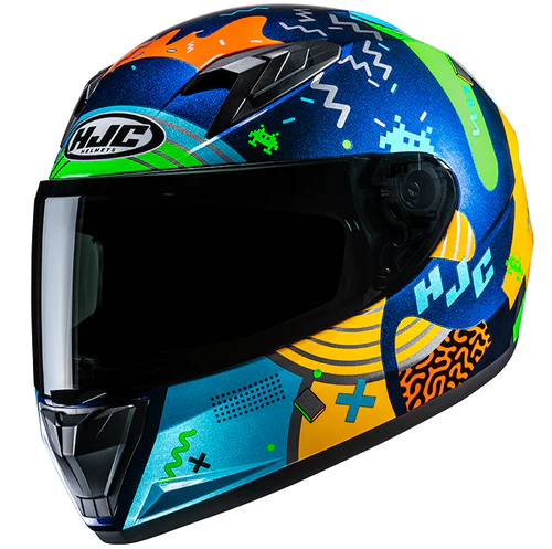 Casco Moto Bimbo Integrale Y10 MIKA MC23 Blu Azzurro Verde Arancio Giallo Lucido
