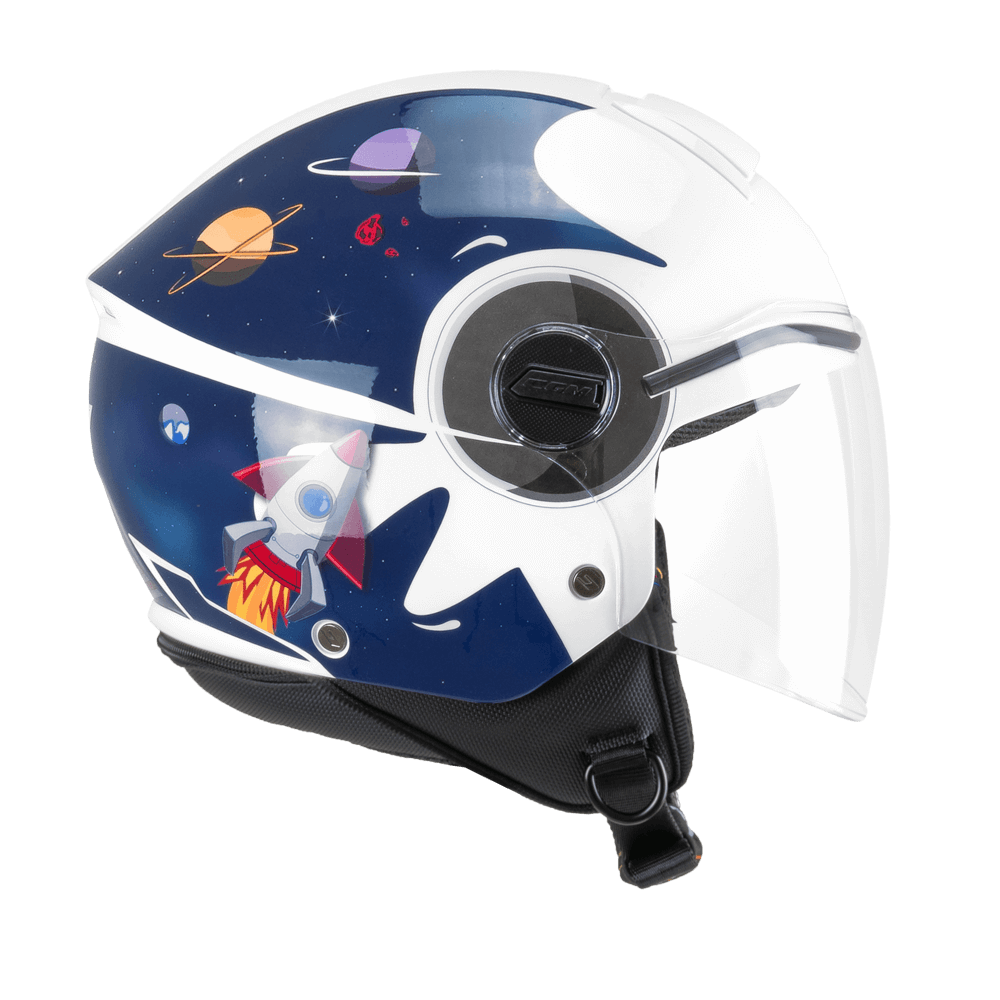 Casco Moto Bimbo Jet CGM 261S MINI SPACE Blu Bianco
