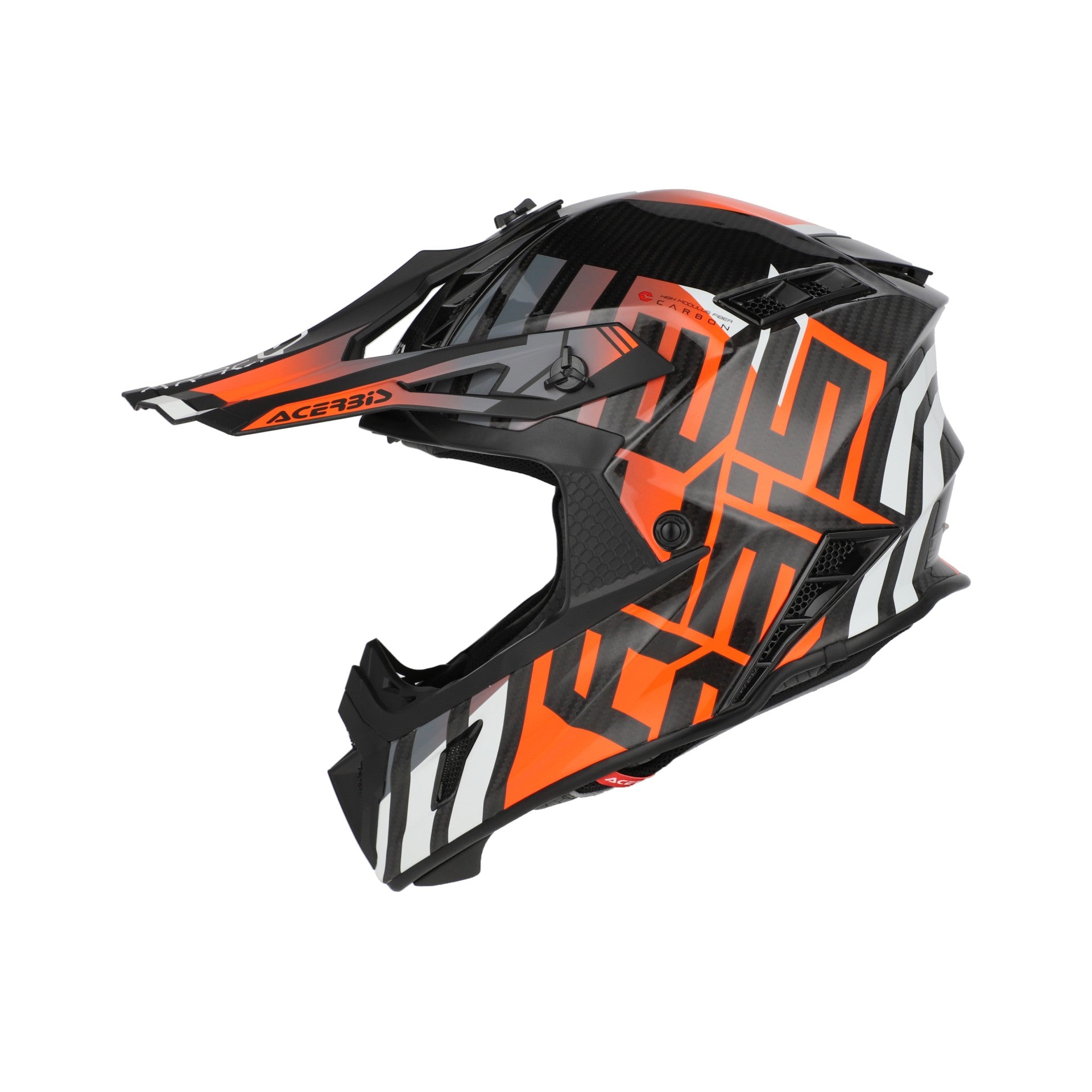 Casco Moto Cross ACERBIS STEEL CARBON 2206 Nero Arancio Fluo