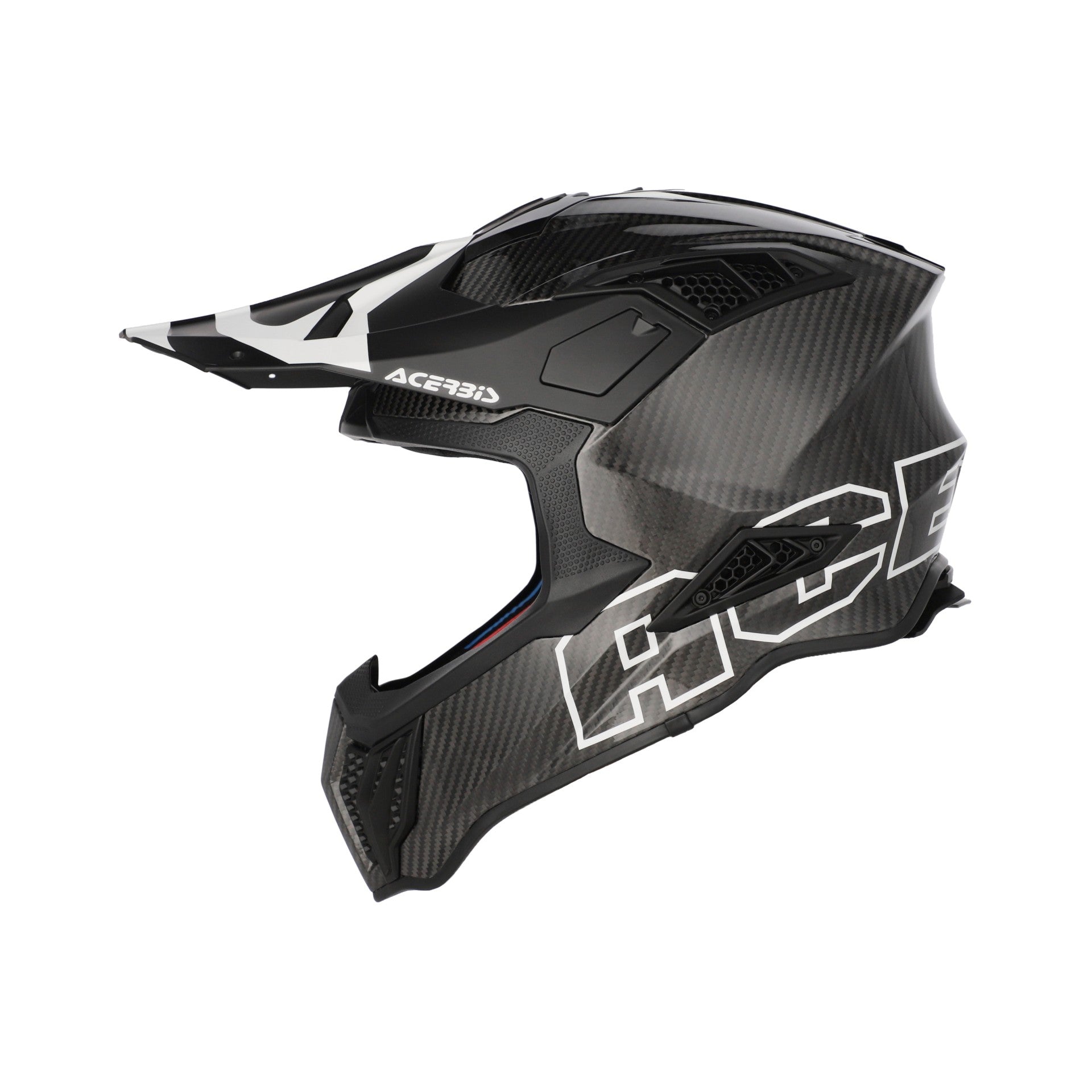 Casco Moto Cross Integrale ACERBIS AIRSTRIKE-C Carbon Nero Bianco