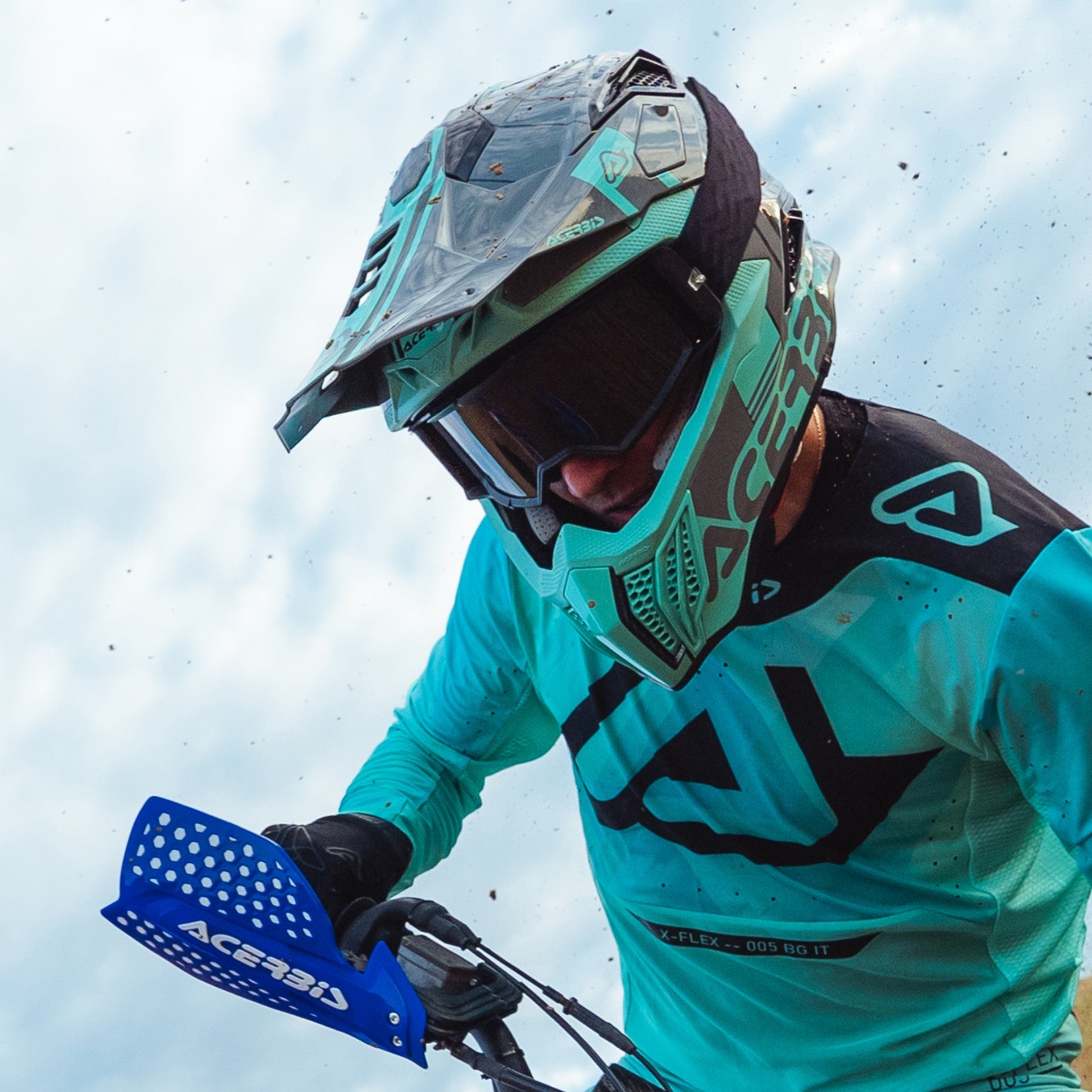 Casco Moto Cross Integrale ACERBIS AIRSTRIKE-C Carbon Turchese