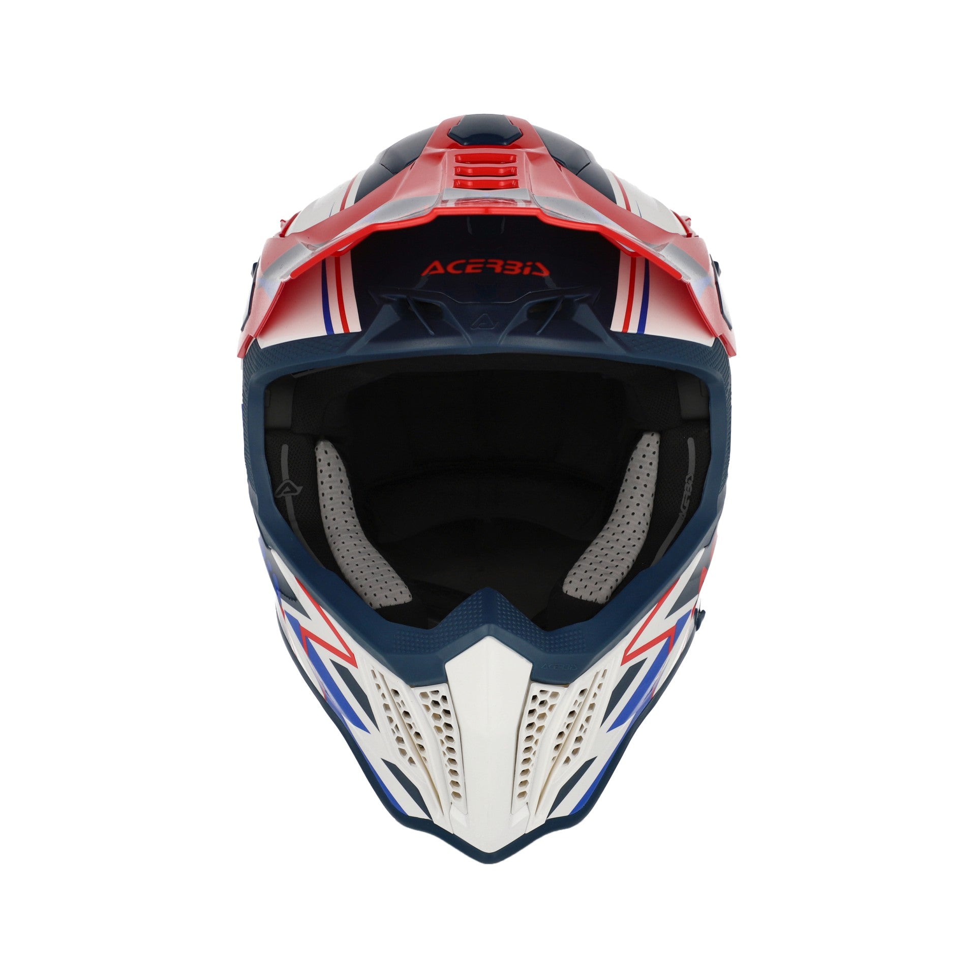 Casco Moto Cross Integrale ACERBIS AIRSTRIKE-X Bianco Blu Rosso