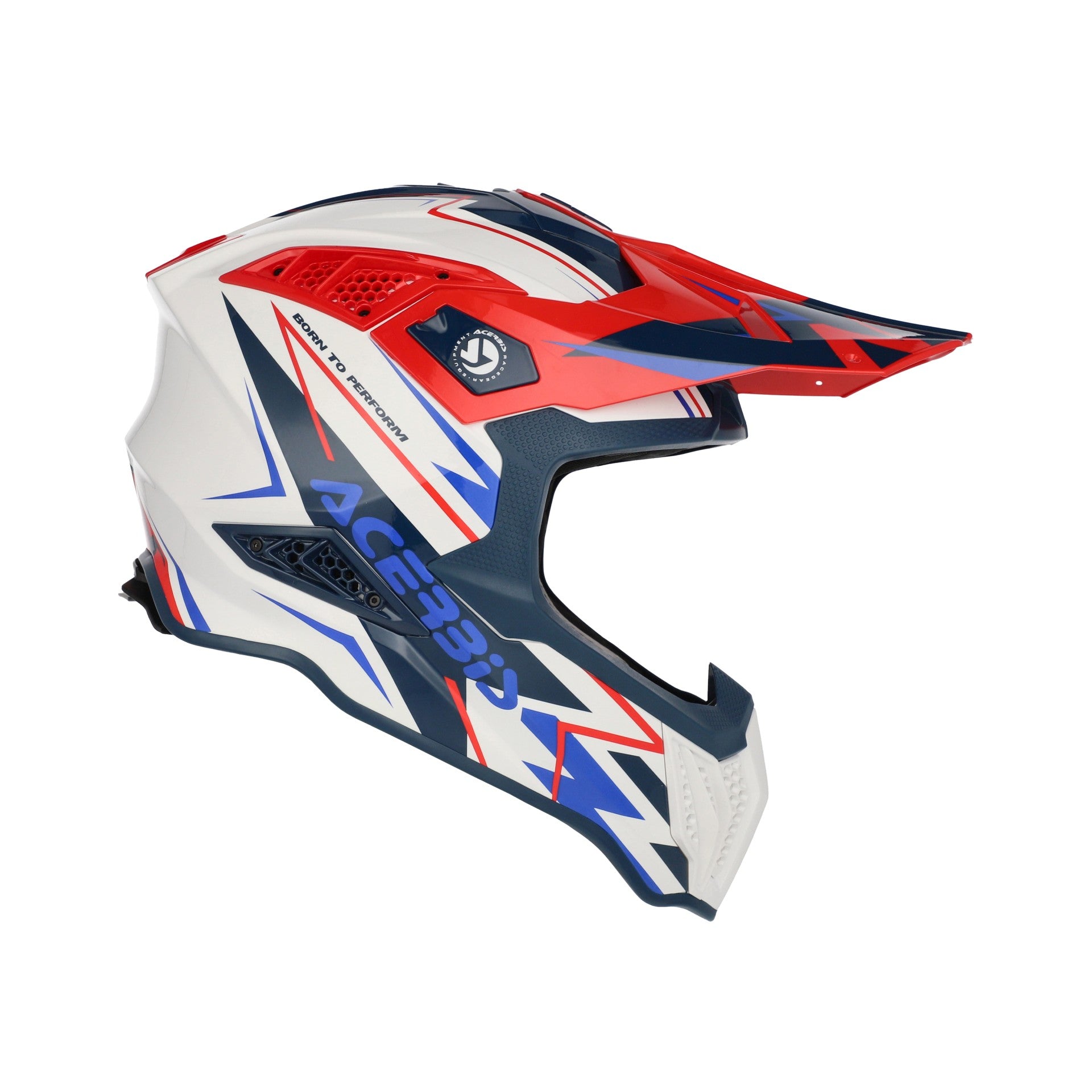 Casco Moto Cross Integrale ACERBIS AIRSTRIKE-X Bianco Blu Rosso