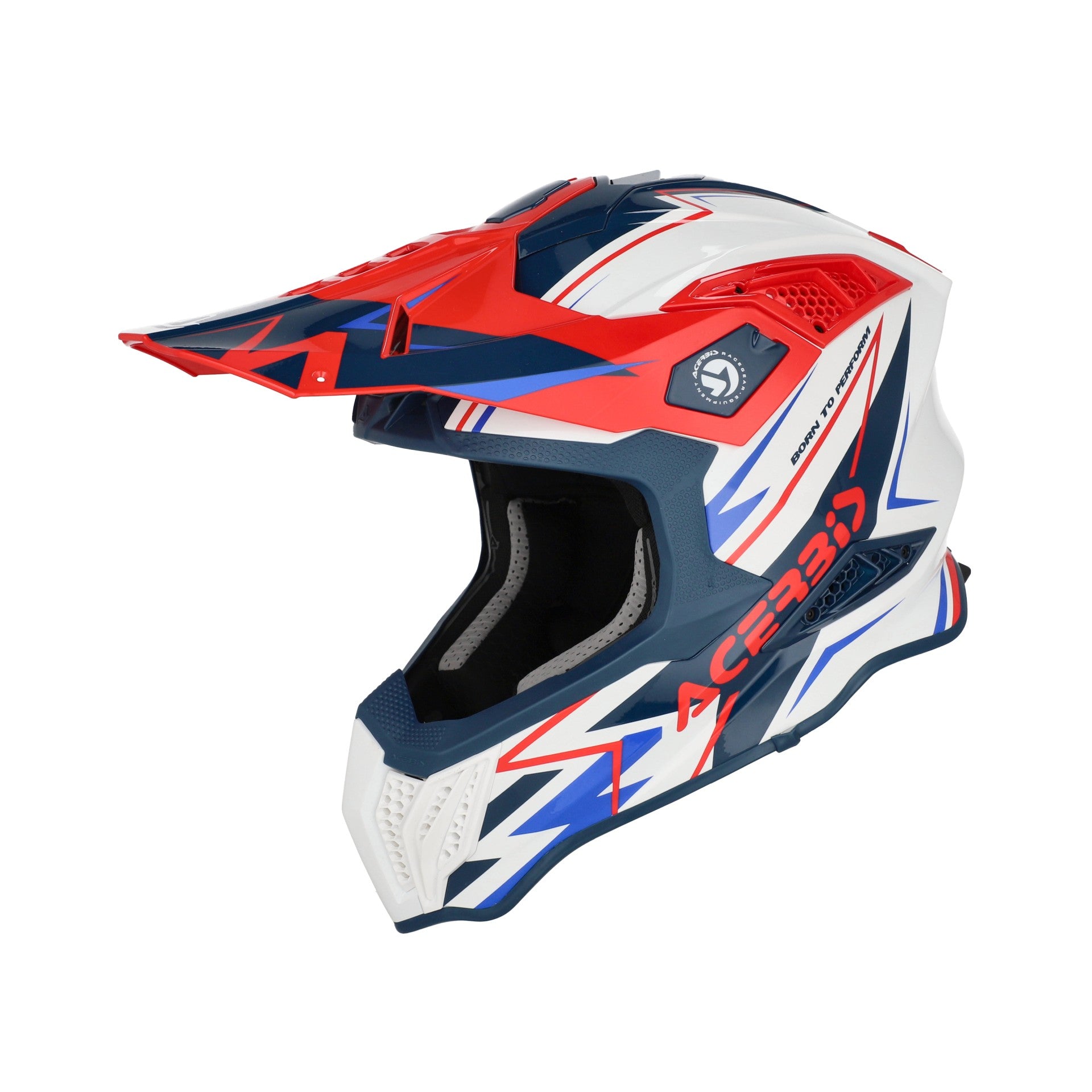 Casco Moto Cross Integrale ACERBIS AIRSTRIKE-X Bianco Blu Rosso
