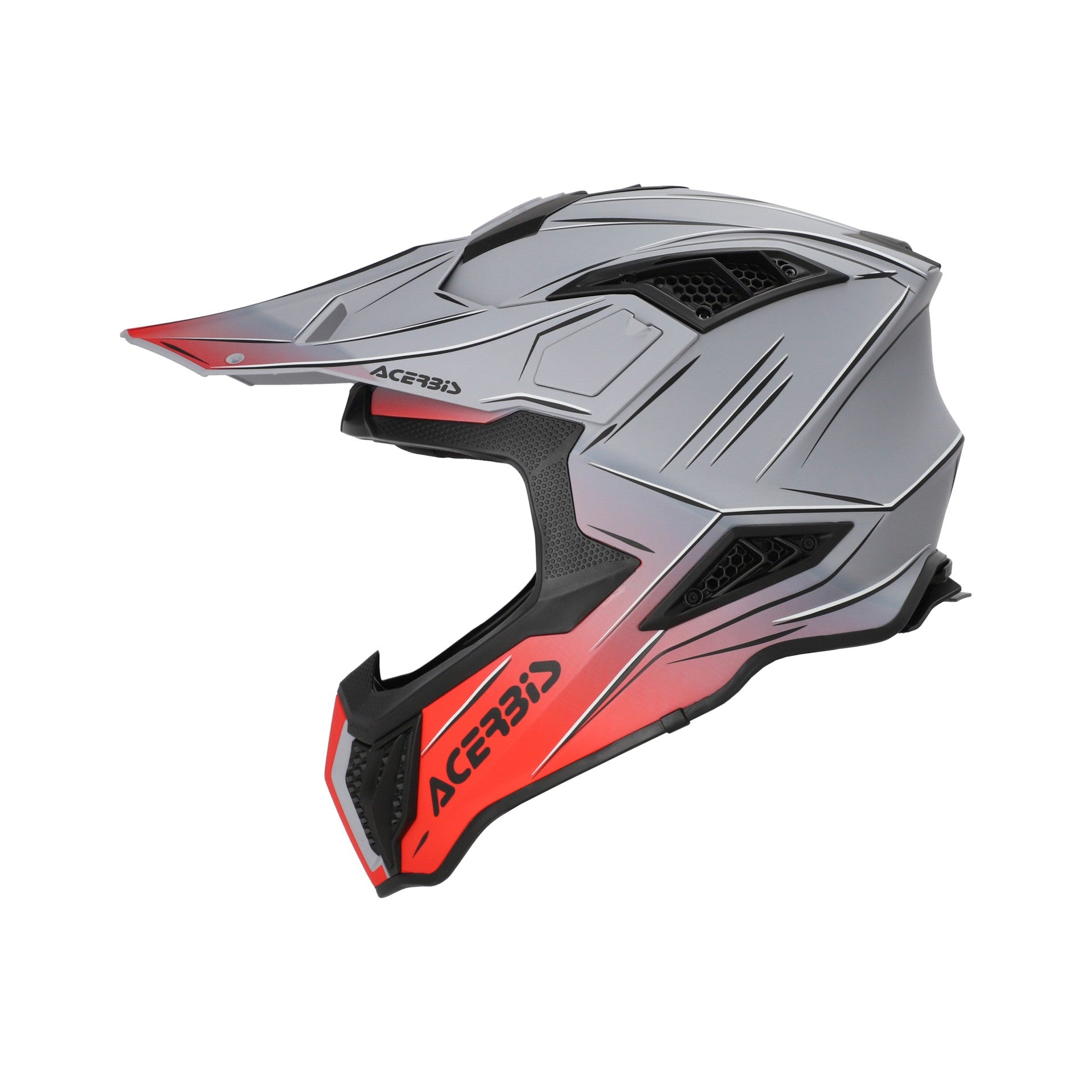 Casco Moto Cross Integrale ACERBIS AIRSTRIKE-X Grigio Rosso